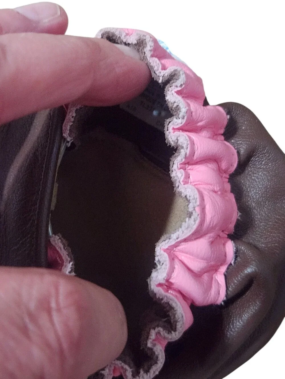 Robeez Leather Slippers Girls Size 3-4 Years Brown Pink Cat Slip On Shoes